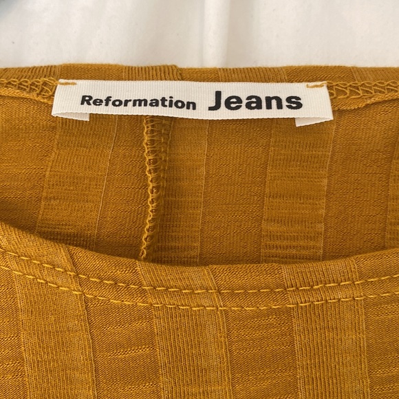 Reformation Dillon Ribbed Midi Dress XS in Deep Yellow - Picture 7 of 8